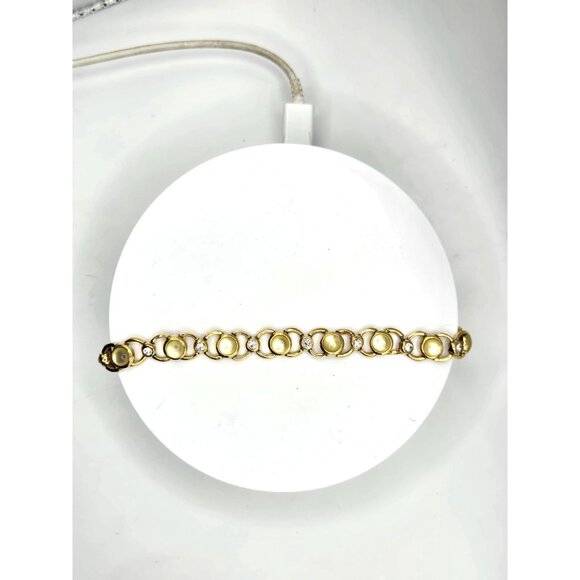 Vintage Uranium Glass Bracelet Glows under UV Gold Tone Link Design - Picture 4 of 6